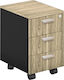 Project Office Storage Chipboard Drawer with Wheels, Lock & 3 Drawers Sonoma / Γκρι L41xW45xH59cm