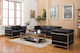 Genova Living Room Furniture Set 3-Seater & 2-Seater & Armchair Black