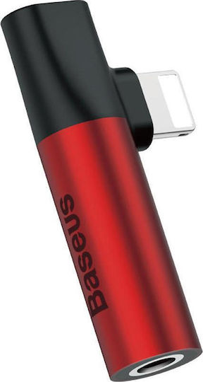 Baseus L43 Метаморфоза Мълния мъжки в 3.5mm / Мълния женски Червен