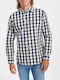 Jack & Jones Men's Checked Shirt with Long Sleeves Navy / White