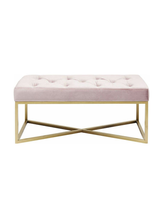 Hocker Bankhocker Mit Stoff bezogen Rosa 1Stück 90x40x40cm