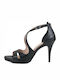 Ellen Women's Sandals Black with Thin High Heel