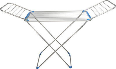 Aluminum Folding Floor Clothes Drying Rack Blue with Hanging Length 18m