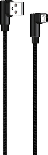 Powertech Angle (90°) / Braided USB 2.0 to micro USB Cable Μαύρο 1m (PTR-0042)
