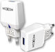 Moxom Charger Without Cable with USB-A Port Whites (KH-33)