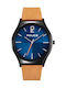 Police Orkneys Watch Battery with Brown Leather Strap