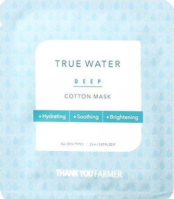 Thank You Farmer True Water Deep Cotton Gesichtsmaske für das Gesicht für Feuchtigkeitsspendend 1Stück 25ml