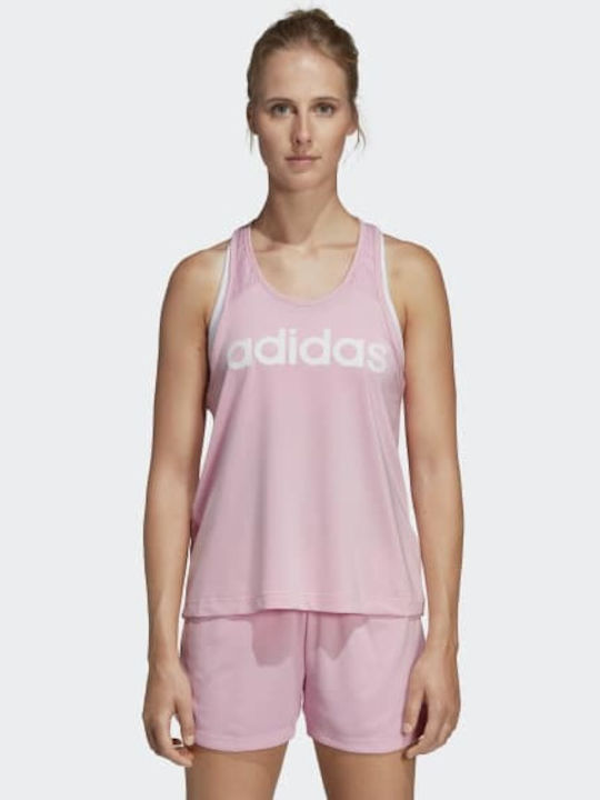 Adidas Design 2 Move Women's Athletic Cotton Blouse Sleeveless Pink