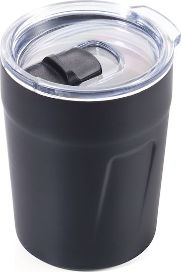 Troika Hot Drinks Mug Espresso Doppio Glass Thermos Stainless Steel BPA Free 160ml Black with Mouthpiece