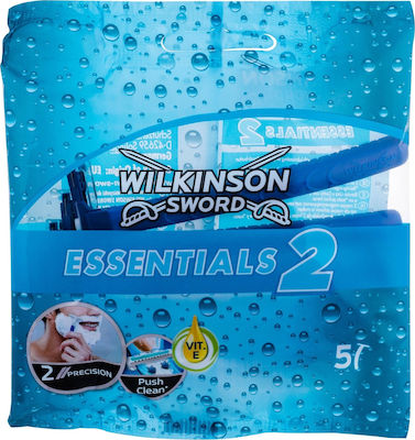 Wilkinson Sword Essentials 2 Men Disposable Razors with 2 Blades & Lubricating Tape 5pcs