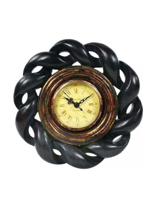 Artekko Wall Clock Wooden Black Ø20cm