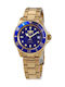 Invicta Pro Diver Ανδρικό Ρολόι 40mm Μπαταρίας με Χρυσό Μεταλλικό Μπρασελέ