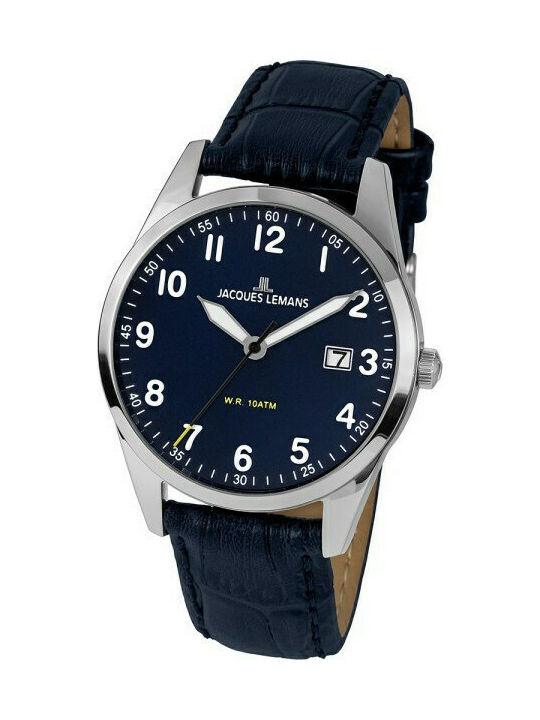 Jacques Lemans Serie 200 Uhr Batterie mit Blau Lederarmband