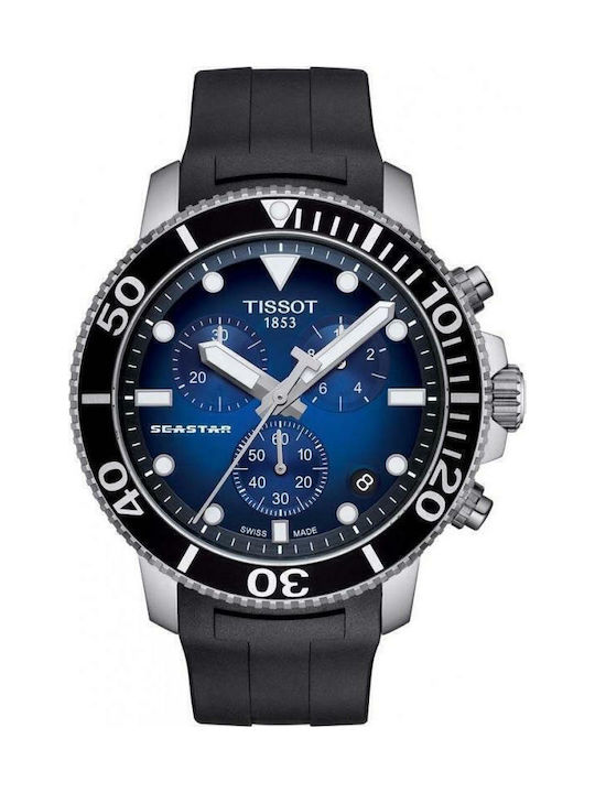 Tissot Seastar 1000 Men's Watch 45.5mm Chronograph Battery with Black Rubber Strap