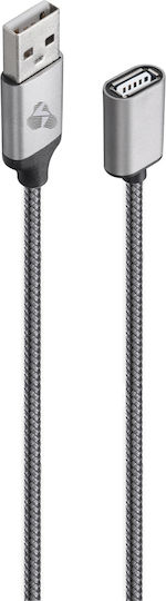 Powertech USB 2.0 Kabel USB-A-Stecker - USB-B-Buchse Gray 1.5m PTR-0076