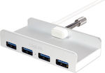 LogiLink USB 3.0 Hub 4 Θυρών με σύνδεση USB-A Ασημί