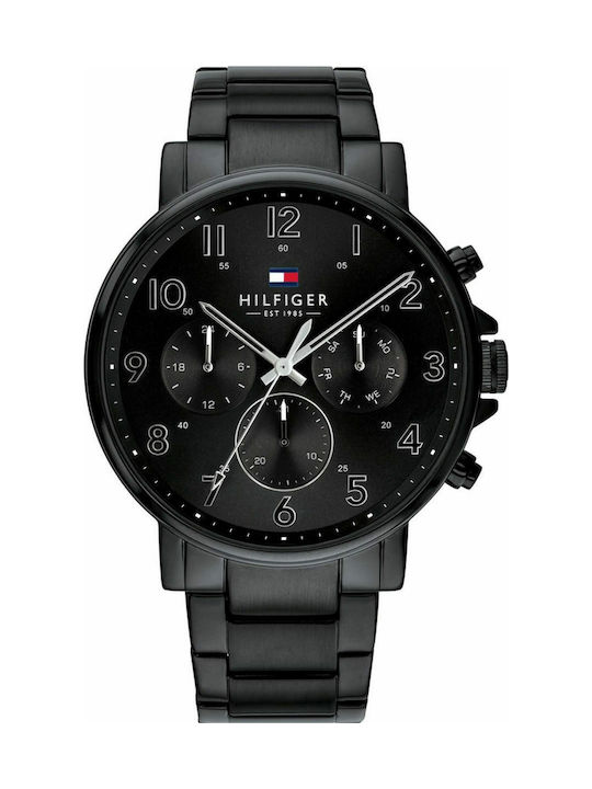 Tommy Hilfiger Daniel Battery Chronograph Watch with Metal Bracelet Black