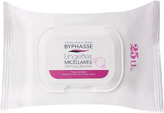 Byphasse Make-up Remover Wipes Micellar Solution Μαντηλάκια Αφαίρεσης Μακιγιάζ Προσώπου & Ματιών 25τμχ