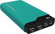 RealPower PB-15000C Solar Power Bank 15000mAh mit 3 USB-A Anschlüssen Grün