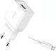 Xipin Φορτιστής με Θύρα USB-A και Καλώδιο micro USB Λευκός (EU-01)