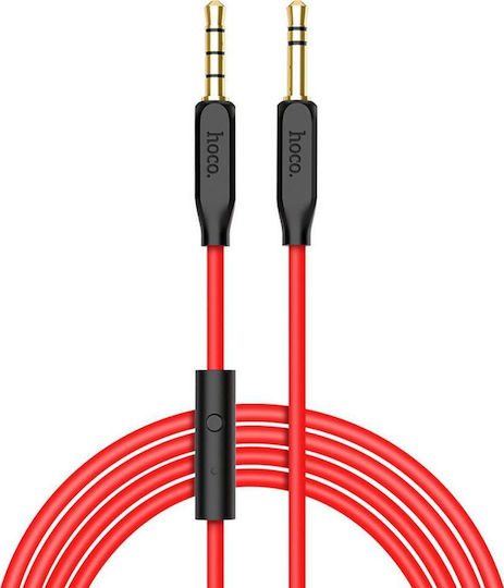 Hoco Hoco TRRS 3.5mm Male to 3.5mm Male Audio Cable Red 1m with Gold Plated Terminals