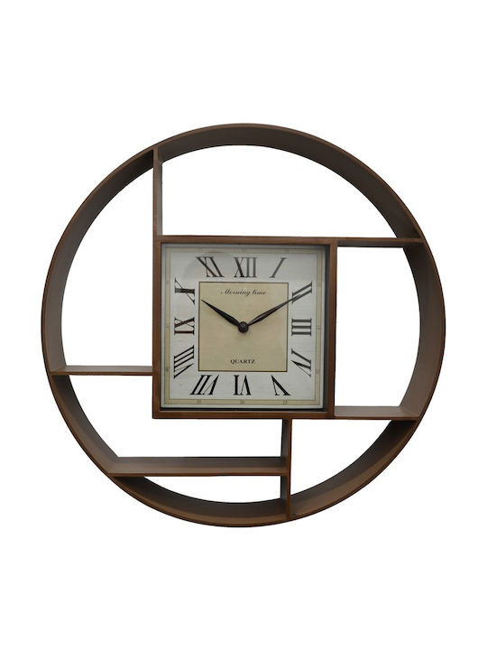 Ankor Silent Wall Clock Plastic Brown Ø35cm