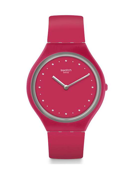 Swatch Skinlampone Watch with Fuchsia Rubber Strap