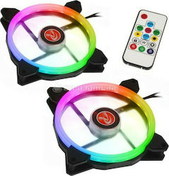 Raijintek IRIS 14 Rainbow Case Fan 140mm (1500rpm / 61cfm) with RGB Lighting and 4-Pin PWM Connection 2pcs