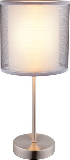 Globo Lighting Metal Table Lamp for Socket E14 with Gray Shade and Silver Base