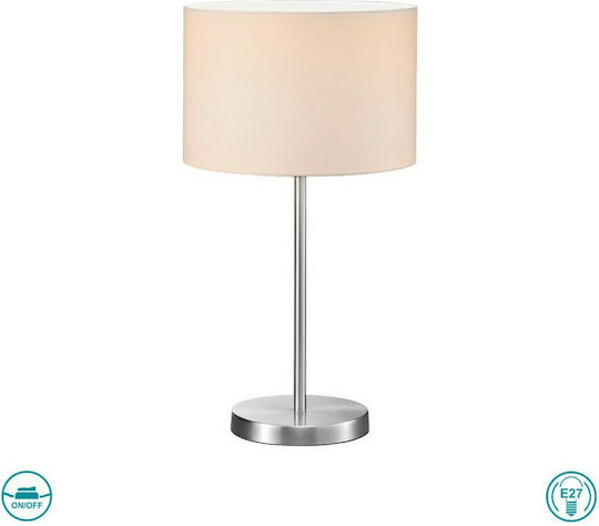 Trio Lighting Hotel Μεταλλικό Πορτατίφ για Ντουί E27 με Μπεζ Καπέλο και Ασημί Βάση