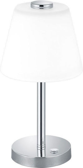 Trio Lighting Emerald Metall Tischlampe LED mit Weiß Schirm und Silber Basis