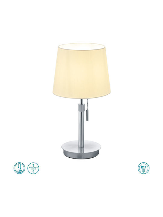 Trio Lighting Lyon Metal Table Lamp for Socket E27 with White Shade and Silver Base