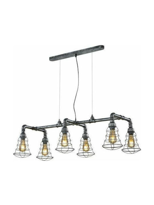 Trio Lighting Gotham Pendant Chandelier Rail for 6 Bulbs E27 Gray