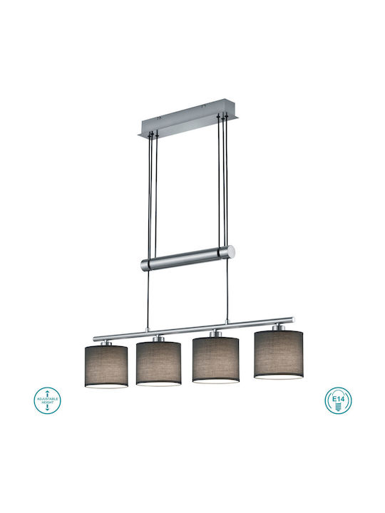 Trio Lighting Garda Hängend Kronleuchter Schiene für 4 Lampen E14, E.14 Gray