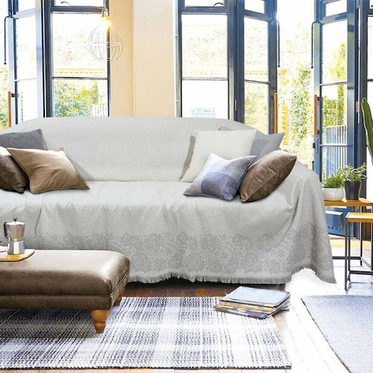 Das Home 0164 Zweisitzer-Sofa Überwurf Jacquard 180x250cm Ecru