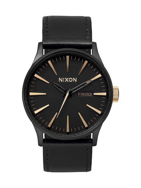 Nixon Corporal Ss Watch Battery with Black Leather Strap