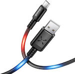 Usams US-SJ287 LED USB 2.0 auf Micro-USB-Kabel Schwarz 1m (USA929) 1Stück