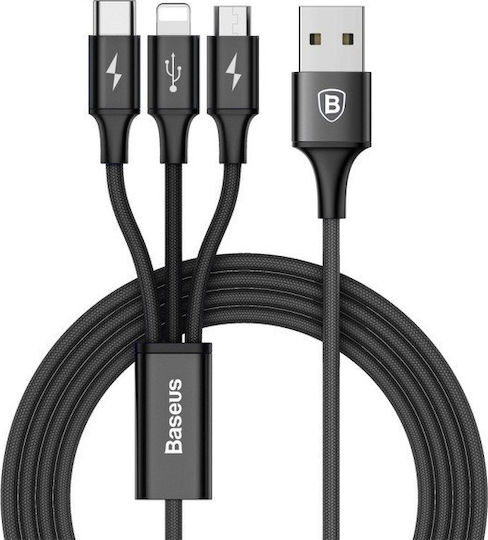 Baseus Excellent 3in1 Regular USB to Lightning / Type-C / micro USB 1.2m 2A Cable (CA3IN1-ZY01)
