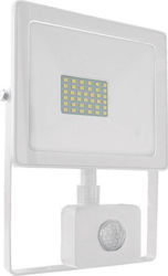 Aca Waterproof LED Floodlight 30W Cold White 6000K with Motion Sensor IP66