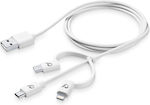 Cellular Line Regulär USB zu Blitzschlag / Typ-C / Micro-USB Kabel Weiß 1m (USBDATA3IN1MFITYCW)