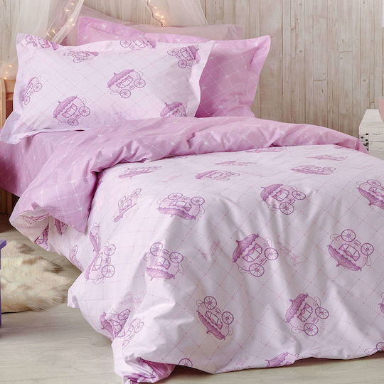 Kentia Tiara Set Kids Duvet Cover Single with Pillowcase Pink 160x240cm