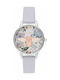 Olivia Burton Bejewelled Florals 3D Bee Uhr mit Lila Lederarmband