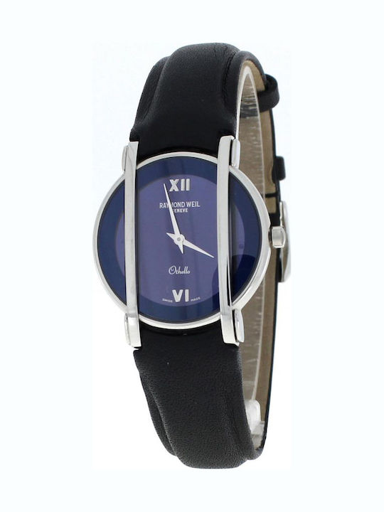 Raymond Weil Othello Γυναικείο Ρολόι Μπαταρίας με Μαύρο Δερμάτινο Λουράκι