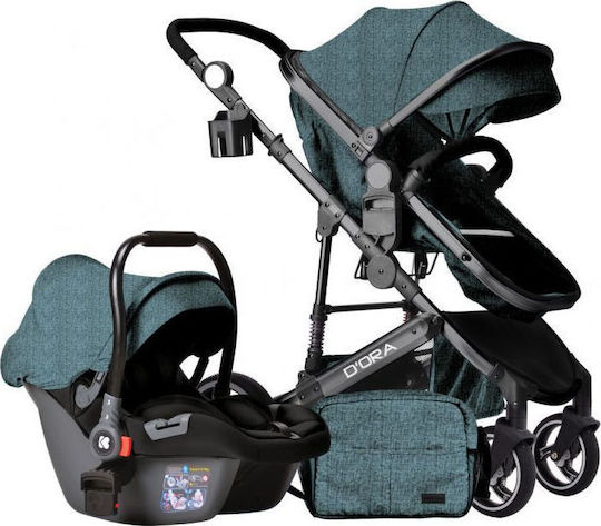 Kikka Boo D'ora Reversible 3 in 1 Baby Stroller Suitable for Newborn Green
