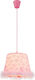Globo Lighting Kids Plastic / Fabric Single Ceiling Light E27 Tarso Pink 60W 30cm