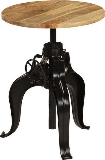 Round Bar Table Made of Solid Wood & Black Metal 60x60x76cm