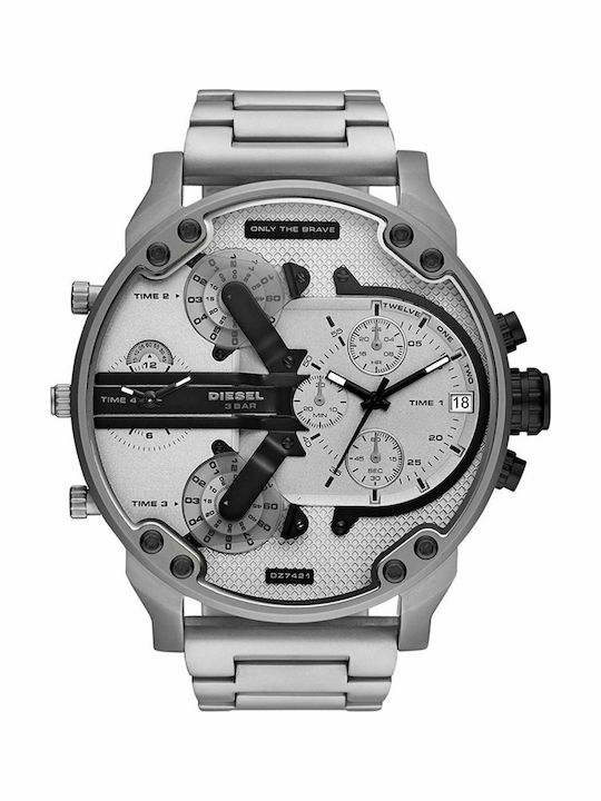 Diesel Mr Daddy 2.0 Ανδρικό Ρολόι 57mm Χρονογράφος Μπαταρίας με Ασημί Μεταλλικό Μπρασελέ