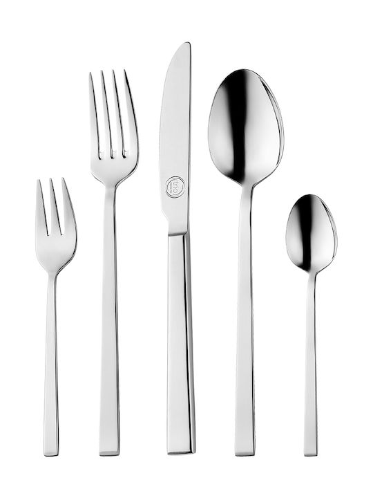 Cryspo Trio 30-Piece Stainless Steel 18/10 Silver Cutlery Set Nordic