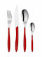 Cryspo Trio 24-Piece Stainless Steel 18/10 Red Cutlery Set Hoop