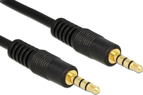 Powertech Καλώδιο Ήχου TRRS 3.5mm male - 3.5mm male Μαύρο 1m με Επίχρυσους Ακροδέκτες PTR-0069